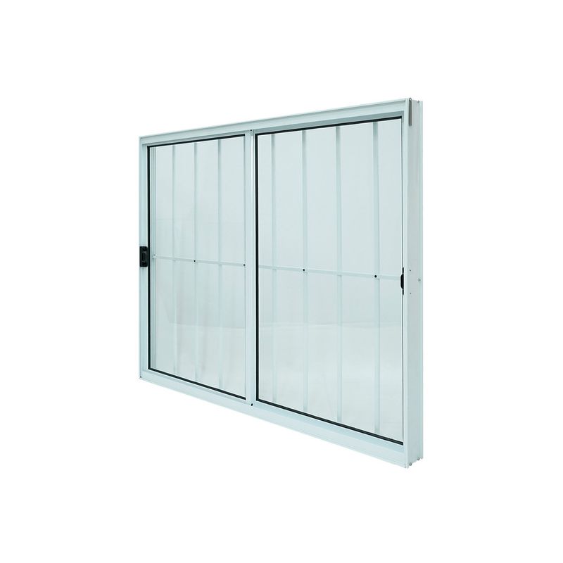 Janela de Correr 2 Folhas com Grade Alumínio Branco 100x150cm