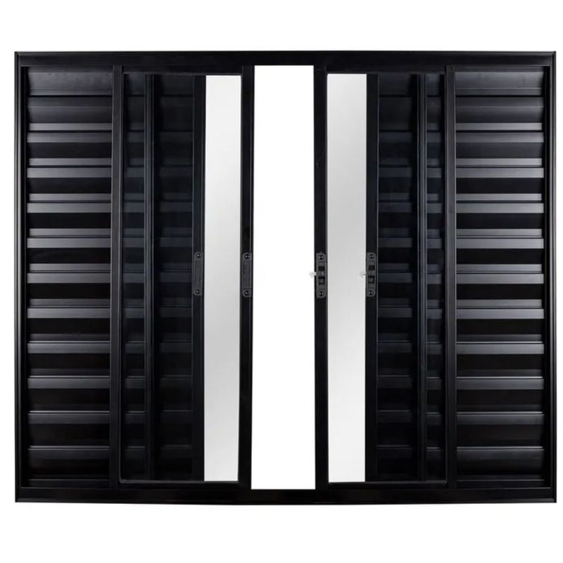 Veneziana 6 Folhas sem Grade Alumínio Preto 120x150cm