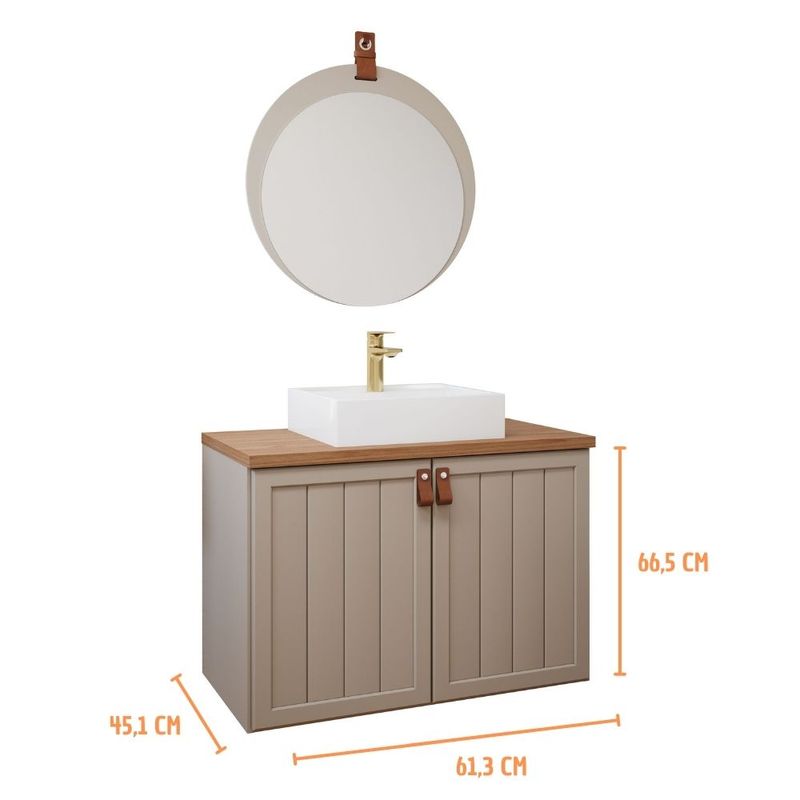 Gabinete para Banheiro Alure Cappuccino/Freijó 61,3cm