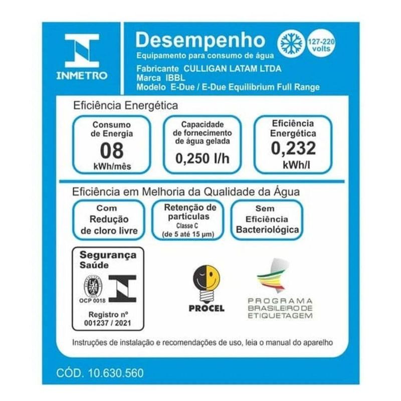 Purificador de Água Refrigerado E-Due Equilibrium Branco Bivolt IBBL