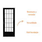 Porta Palito Alumínio Preto Vidro Liso Direito 210x80cm