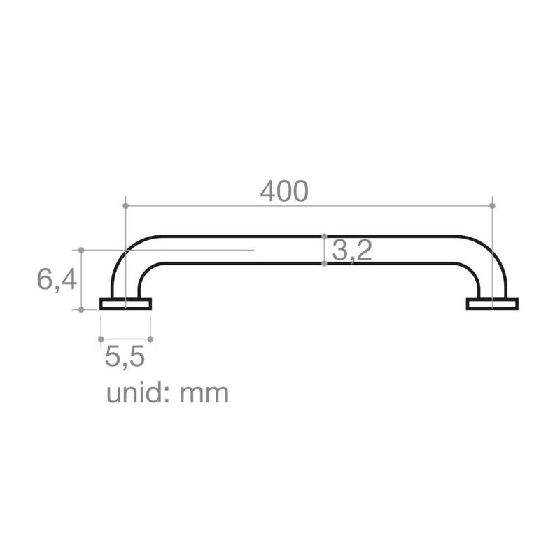 Barra de Apoio Metal Cromado 40cm Civitt