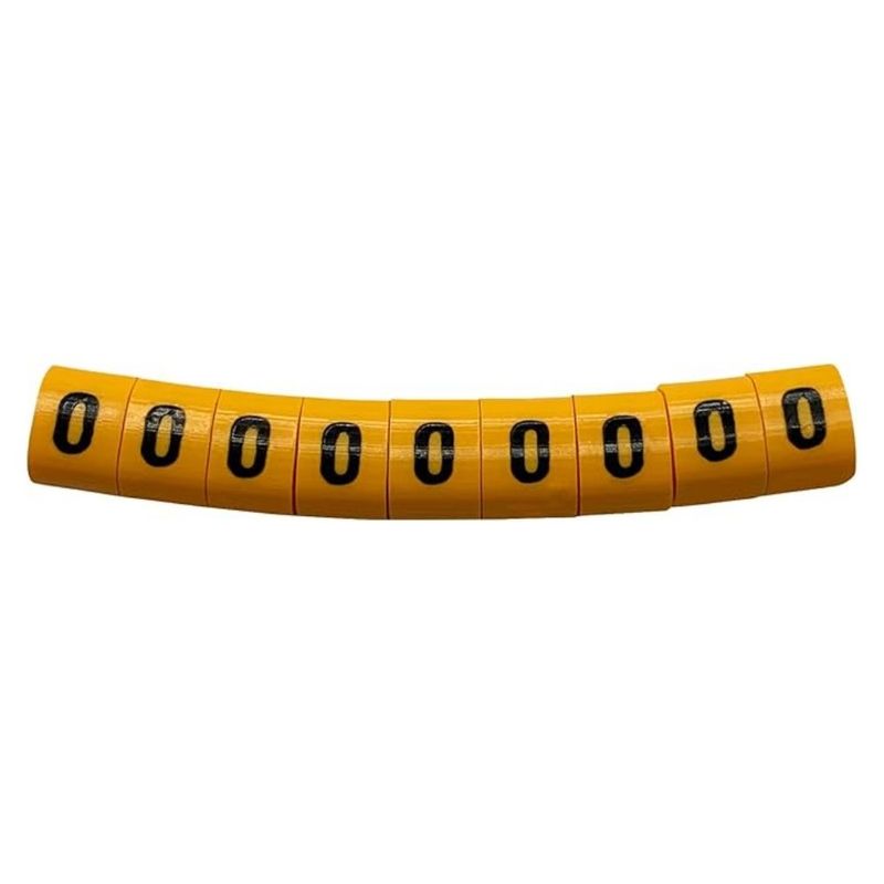 Anilha 0 a 9 para Cabo 10mm Amarela Sfor 100 Peças