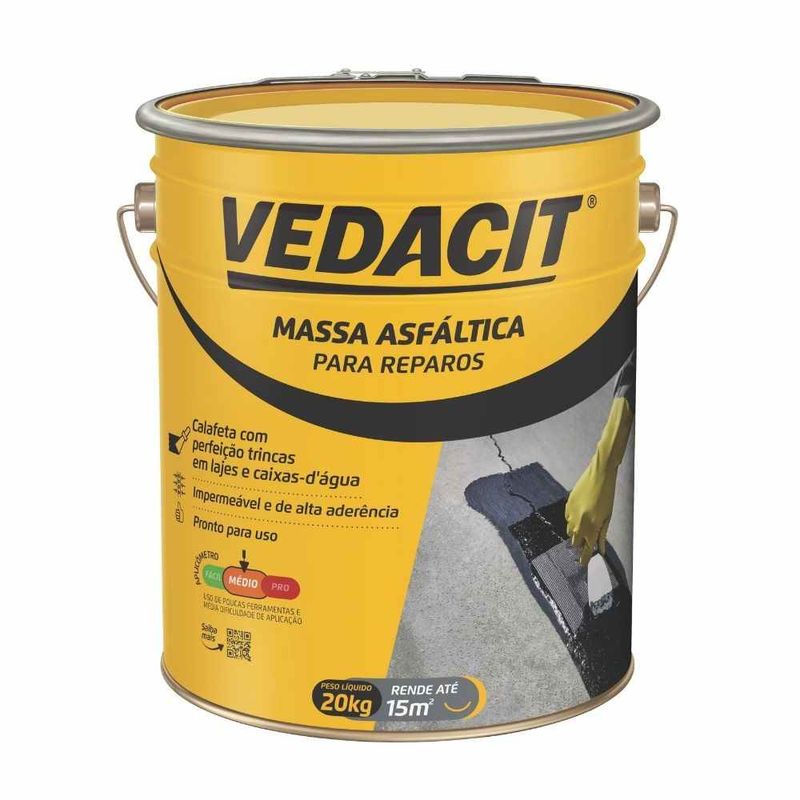 MASSA ASFALT REPAROS CARBOLASTICO 2 20KG  LAJES E TELHADOS