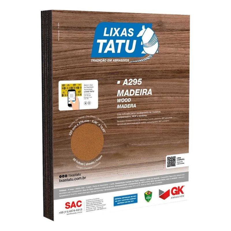 Folha de Lixa para Madeira 225x275mm Grão 100 Lixas Tatu