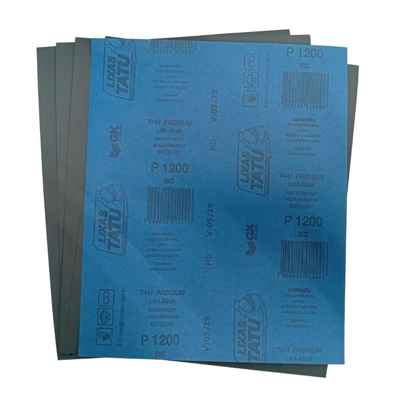 Folha de Lixa D'Água 230x280mm Grão 1200 Lixas Tatu