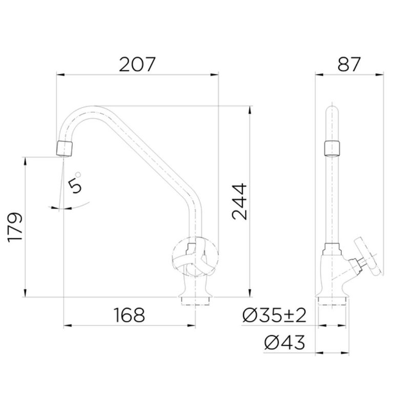 Torneira para Cozinha Mesa 1/4V Bica Média Cromado Primor DN15