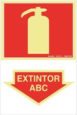 Placa Contra Incêndio Extintor Abc 20x30cm PVC Fotoluminescente