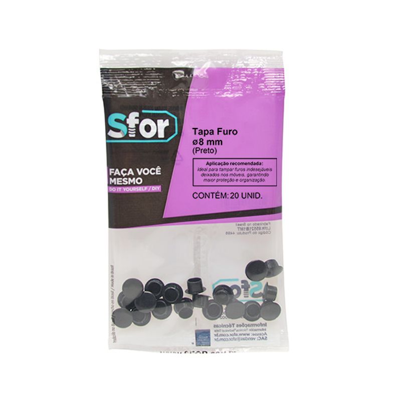 Tapa Furo Plástico 8mm Branco 20 Peças