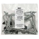 Gancho J para Viga U com Porca e Arruela Vedação 1/4"x280mm 10 Peças