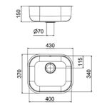 Cuba de Embutir Quadrada 40x34x15cm Aço Inox Docol N3 Polido