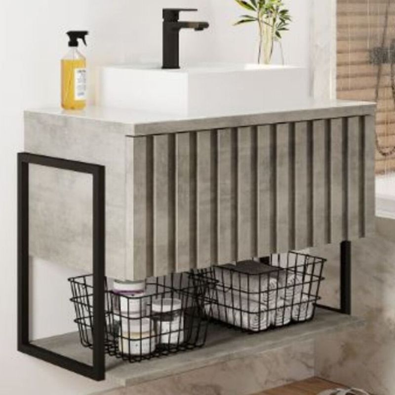 Gabinete para Banheiro Frise Metalon Cimento 65cm