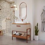 Gabinete para Banheiro Portinari Cappuccino/Freijó 65cm