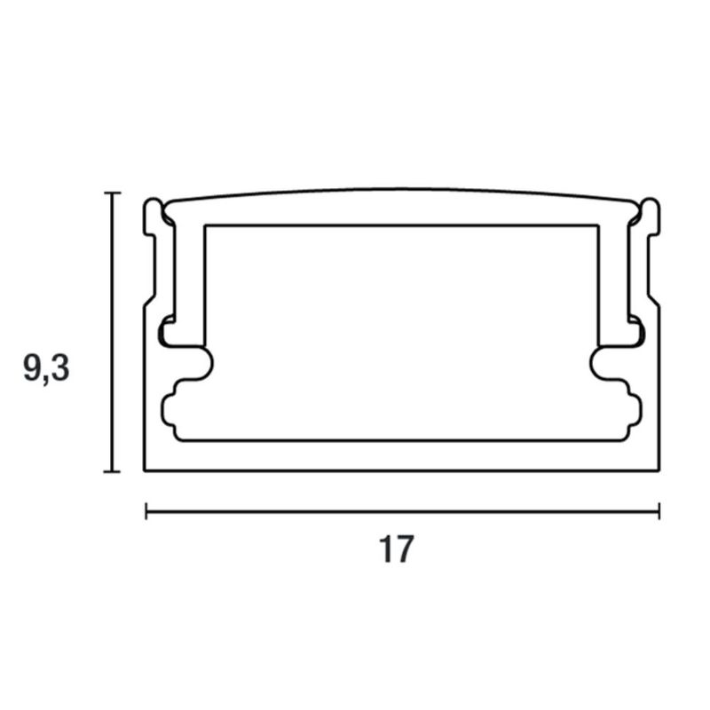 Perfil de Sobrepor Alumínio 17mm Preto com 3 Metros