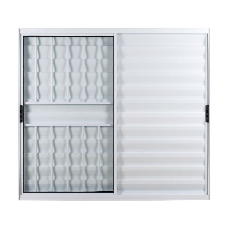 Veneziana 3 Folhas com Grade Alumínio Branco 100x150cm