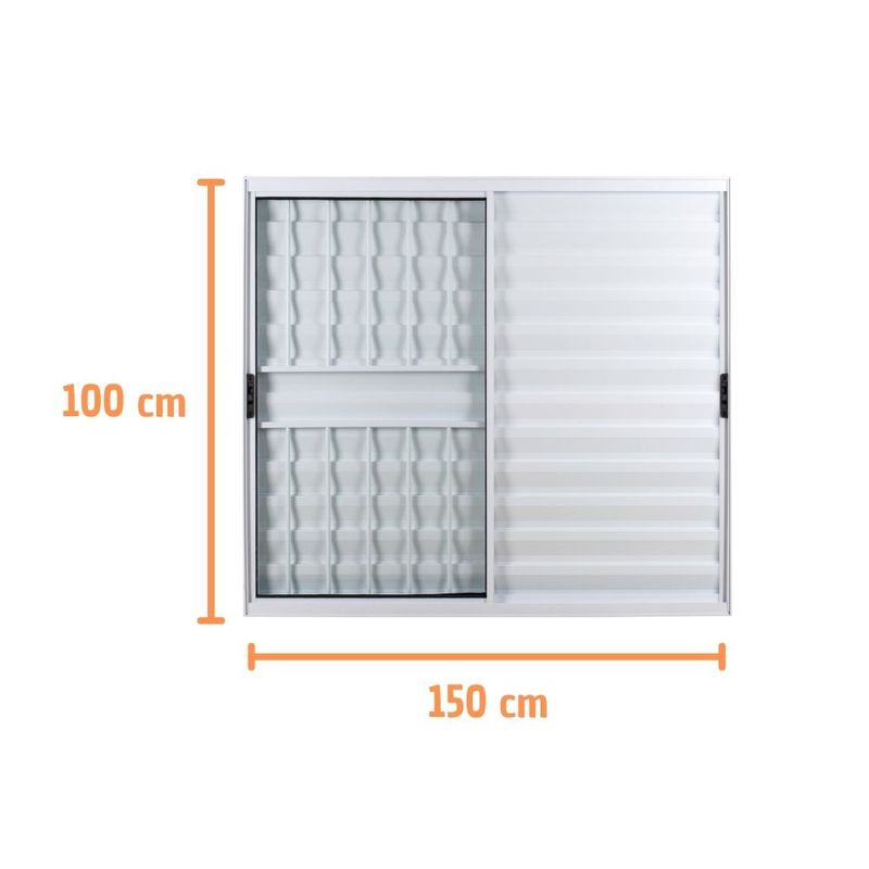 Veneziana 3 Folhas com Grade Alumínio Branco 100x150cm