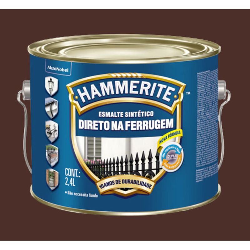 Esmalte Premium Sintético Brilhante Hammerite Marrom 2,4L Coral
