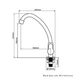 Torneira para Cozinha Mesa 1/4V Bica Alta Branco/Cromado Tivoli