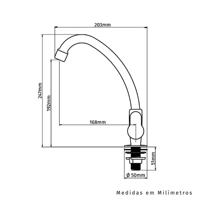 Torneira para Cozinha Mesa 1/4V Bica Alta Branco/Cromado Tivoli