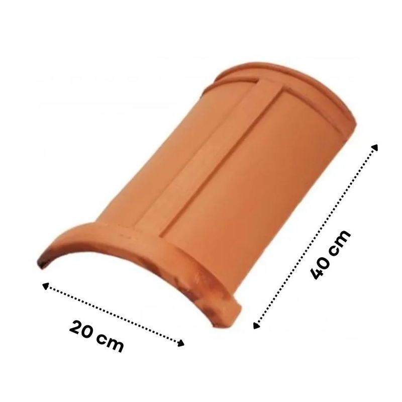 Cumeeira Redonda Cerâmica Resinada Vermelha 40x20cm Martins