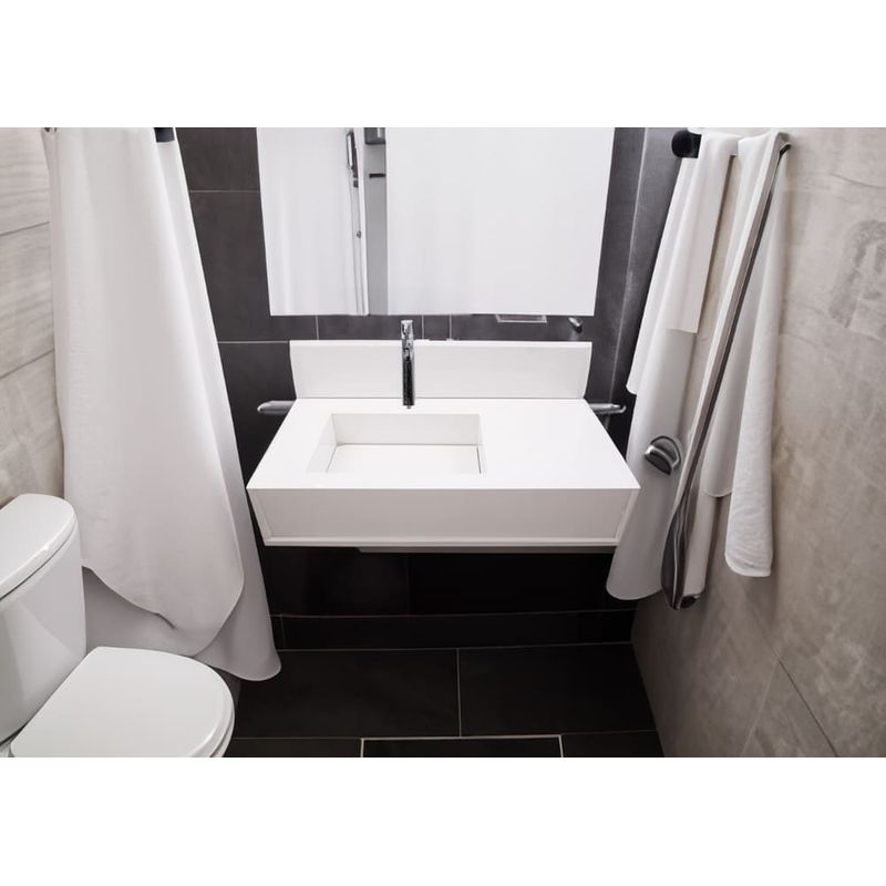 Bancada de Porcelanato para Banheiro 80x40cm Branco Liso