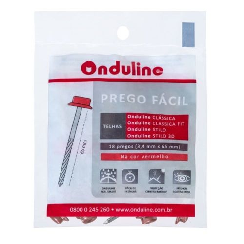 Kit Prego Fácil para Telha Vermelho Pacote com 18 Unidades Onduline