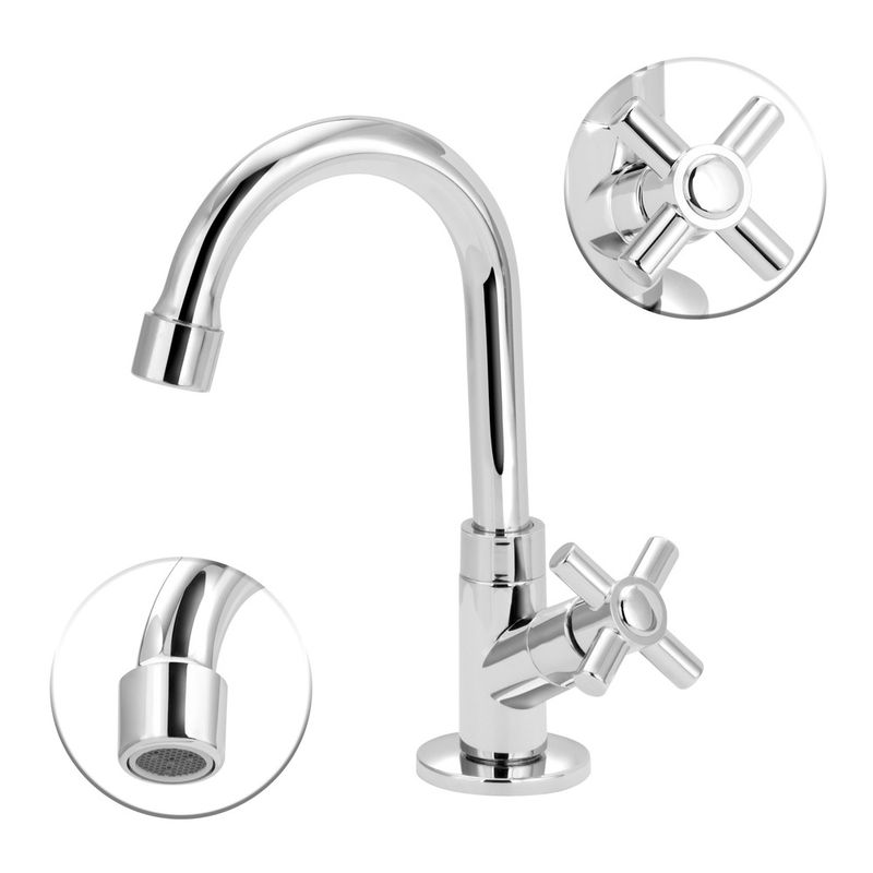 Torneira para Banheiro Mesa 1/4V Bica Média Cromado 8195 C21 ABS