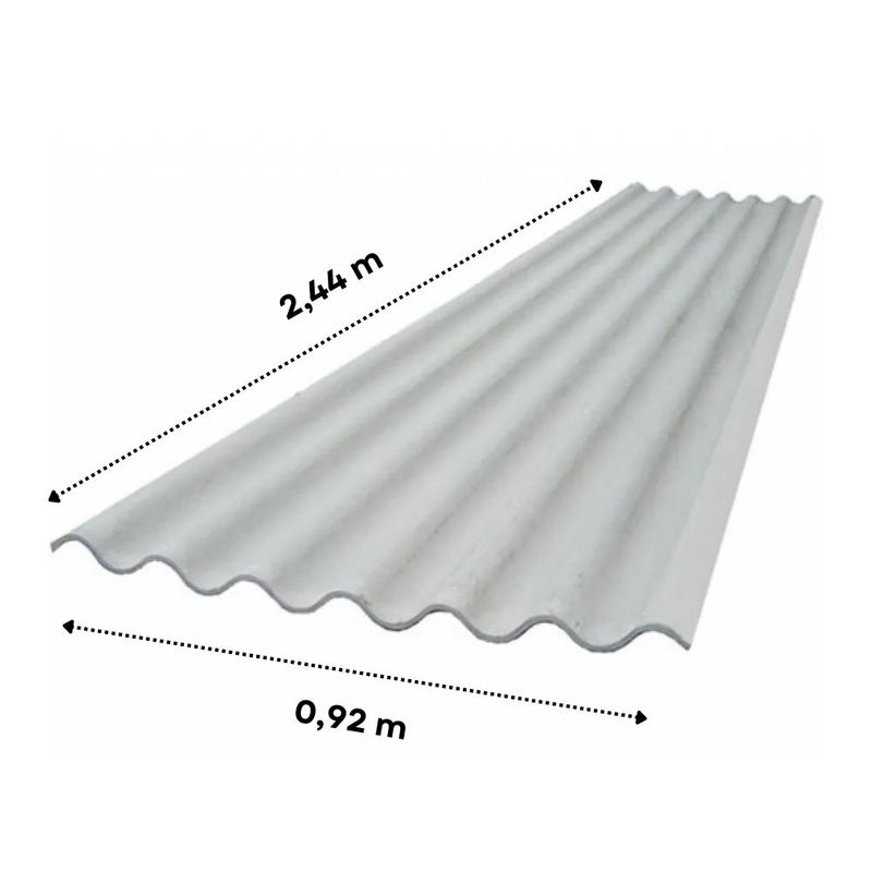 Telha Ondulada de Fibrocimento Cinza 5mm 2,44x0,92m Casalit