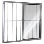 Janela de Correr 2 folhas com Grade Alumínio Brilhante 100x100cm