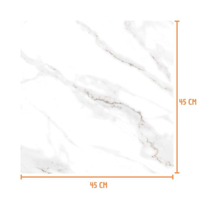 Piso Calacata Gris Bold Brilhante Branco 45x45cm 2,01m2