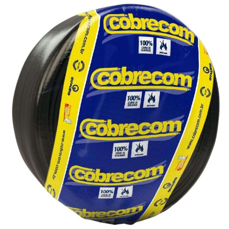 Cabo Flexível 4mm² 750V Preto Cobrecom 100  Metros