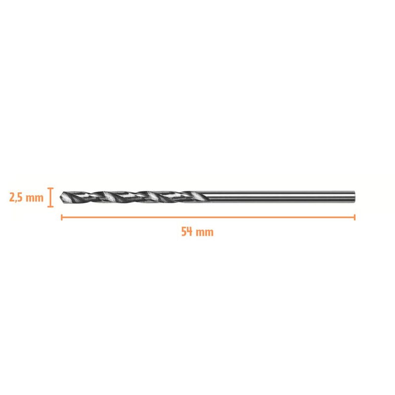 Broca de Aço Rápido (HSS) 2,5x54mm DIN338 43124117 Tramontina