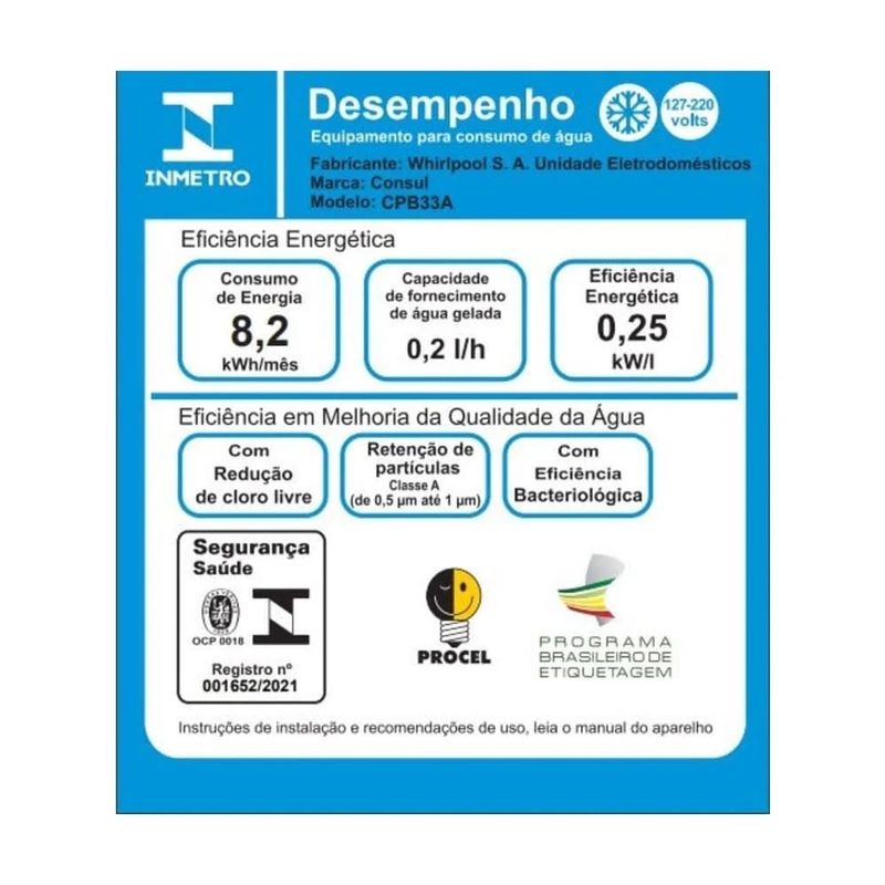 Purificador de Água Refrigerado CPB33AB Branca Bivolt Consul