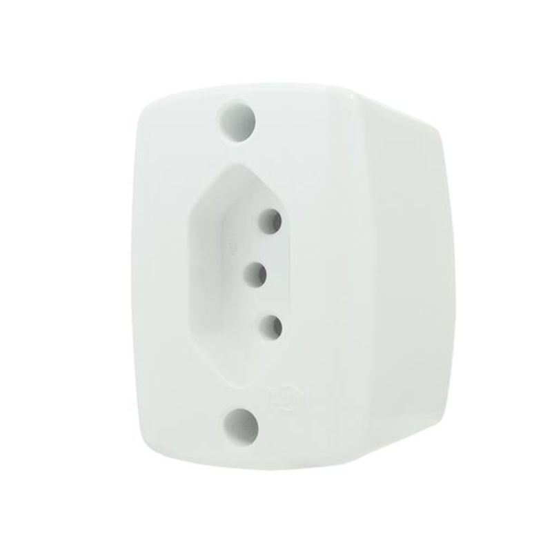 Conjunto de Sobrepor Tomada 2P+T 10A/250V Branco Retangular