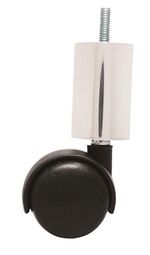 Pé Redondo para Móvel com Rodízio e Bucha 125mm Alumínio Polido