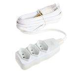 Extensão com 3 Tomadas de 2 Pólos + Terra 10 Amperes 5 Metros Branca