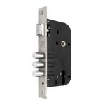 Fechadura Externa Roseta Quadrada 3 Pinos Multiponto 55mm Inox Polido