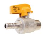 Válvula de Esfera Gás Macho BSP Borboleta 1/2x3/8" Espigão Emmeti