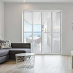 Porta de Correr 4 Folhas Vidro Liso Alumínio Branco 210x200cm