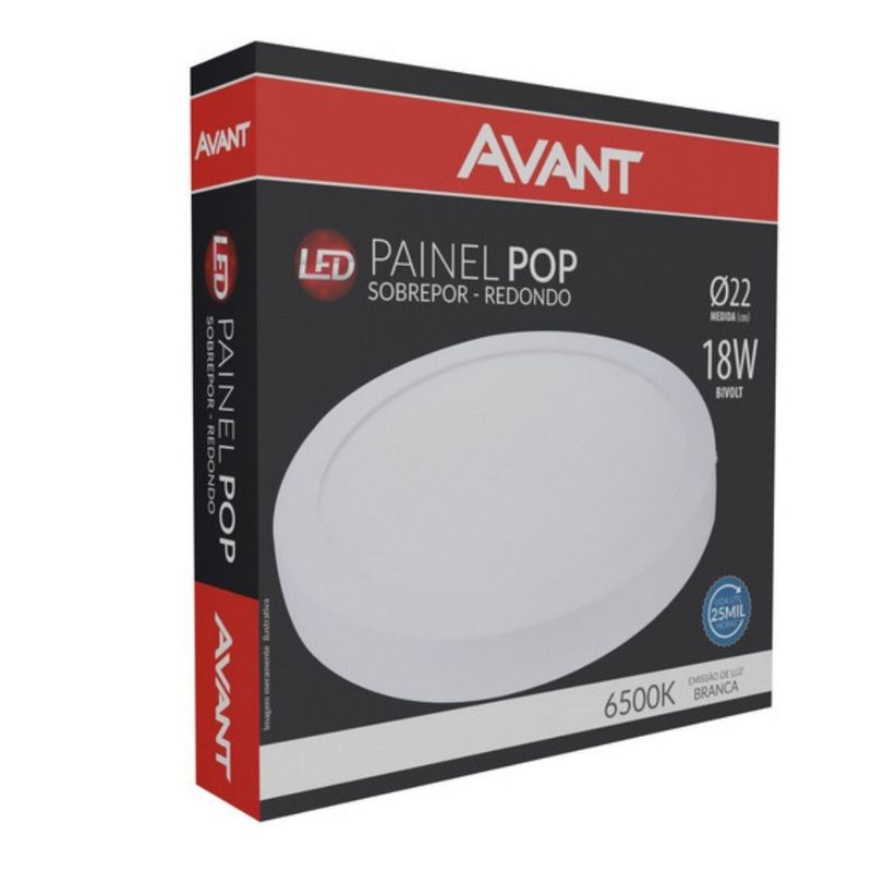 Painel de LED Pop Sobrepor 18W 22cm 1260 Lúmens Luz Branca