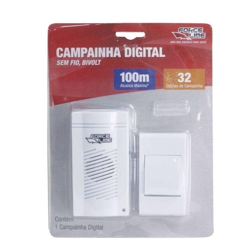 Campainha sem Fio 36 Toques Alcance 100 Metros para Tomada Bivolt