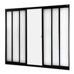 Janela de Correr 4 Folhas sem Grade Alumínio Preto 100x200cm