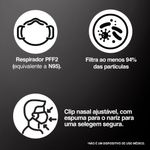 Máscara Respiratória PFF2 sem Válvula Aura 3M