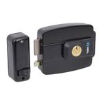 Fechadura Elétrica Dupla Fixa Abertura para Dentro C90 12V Preta