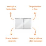 Janela de Correr 2 folhas sem Grade Alumínio Brilhante 100x120cm