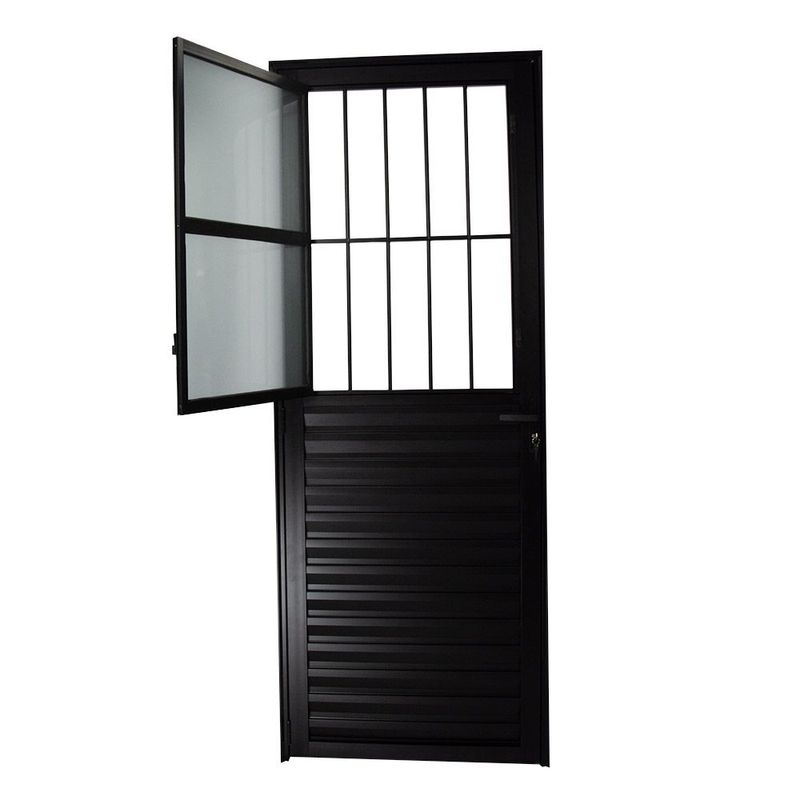 Porta Postigo Vidro Boreal Alumínio Preto Direito 210x80cm
