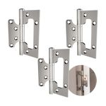 Dobradiça Sobrepor 3x4" Até 40Kg Inox Polido 03 Peças