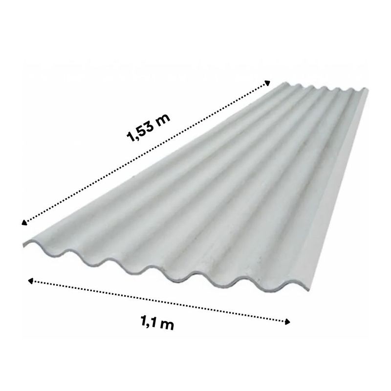 Telha Ondulada de Fibrocimento Cinza 6mm 1,53x1,1m Casalit