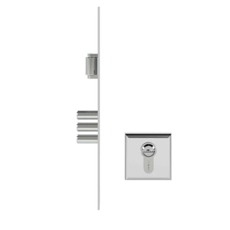 Fechadura Externa Roseta Quadrada Rolete Magnético Multiponto 55mm Cr