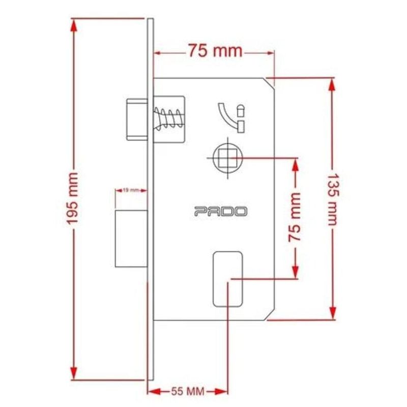 Fechadura Externa Roseta Quadrada Rolete Magnético Multiponto 55mm Cr